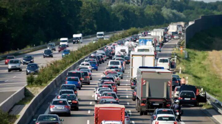 Traffic jam due to high number of cars in Germany