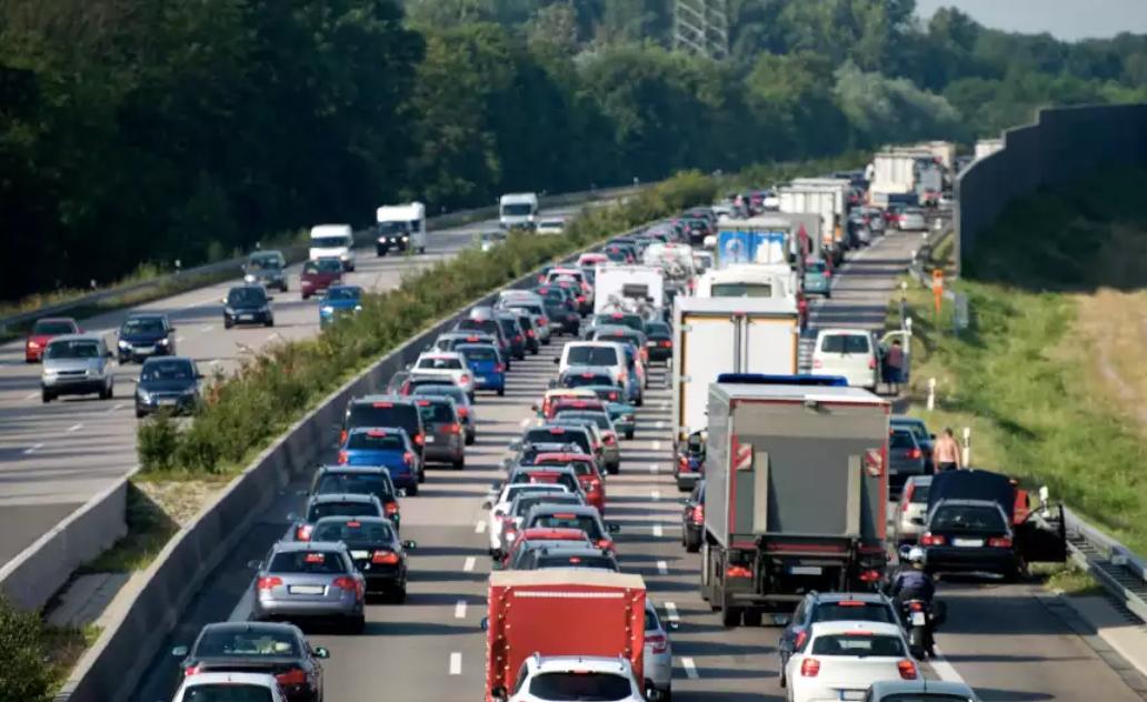 Traffic jam due to high number of cars in Germany